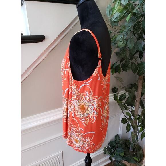 CAbi Women's Orange Floral 100% Rayon Scoop Neck Sleeveless Camisole Top Tank L - Picture 6 of 11